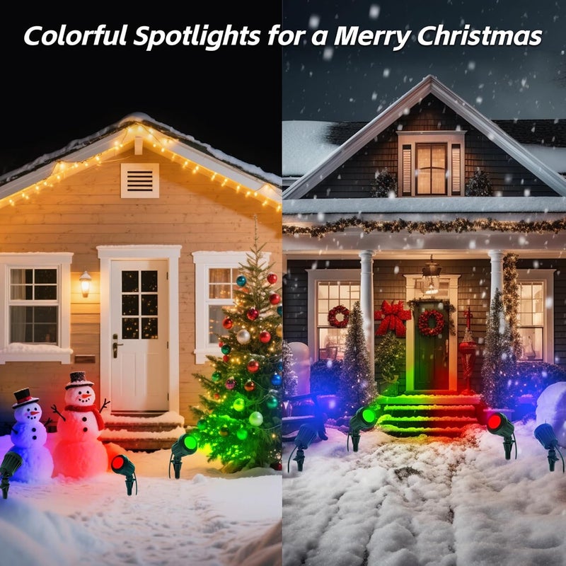 Holeva Spotlight Outdoor – 120V Plug-in, 2700K Warm White LED Landscape Spot Lights with RGB 3 Lenses for Yard, Garden, Lawn&Tree Decor, IP67 Waterproof, Perfect for Holidays&Everyday (1 Pack, Green) - Image 4